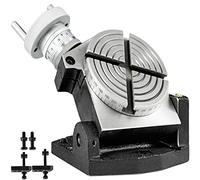 BestEquip Tavola Rotante TSK4 Tavola Rotante Verticale Orizzontale con Piastra Divisoria 100mm/4pollici 4 Slot per Fresatrice per Foratura Fresatura con Chiavi e Viti, Argento