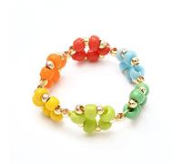 Bestewelry 1 pezzo di perline di vetro colorate anelli intrecciati perline anello boho spiaggia estate corda intrecciata anelli impilabili gioielli per donne ragazze bambini, vetro, perla, Vetro,