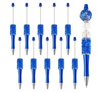 Bestewelry 10 penne a sfera in plastica ABS con perline di cristallo, fatte a mano, penne per fai da te personalizzate con perline per gioielli, blu