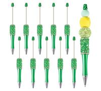 Bestewelry 10 penne a sfera in plastica ABS con perline di cristallo, fatte a mano, penne per fai da te personalizzate con perline per gioielli, verde
