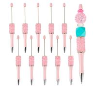 Bestewelry 10 penne a sfera in plastica ABS con perline di cristallo, fatte a mano, penne per fai da te personalizzate con perline per gioielli, rosa acceso