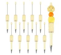 Bestewelry 10 penne a sfera in plastica ABS con perline di cristallo, fatte a mano, penne per fai da te personalizzate con perline per gioielli, giallo