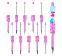 Bestewelry 10 penne a sfera in plastica ABS con perline di cristallo, fatte a mano, penne per fai da te personalizzate con perline per gioielli, viola