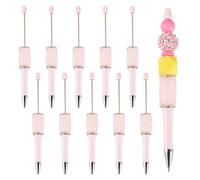 Bestewelry 10 penne a sfera in plastica ABS con perline di cristallo, fatte a mano, penne per fai da te personalizzate con perline per gioielli, rosa