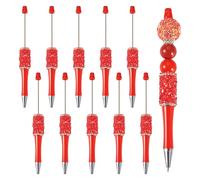 Bestewelry 10 penne a sfera in plastica ABS con perline di cristallo, fatte a mano, penne per fai da te personalizzate con perline per gioielli, rosso