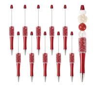Bestewelry 10 penne a sfera in plastica ABS con punta a sfera, inchiostro nero, fatte a mano, penne per fai da te personalizzate con perline per gioielli, rosso