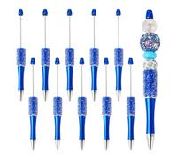 Bestewelry 10 penne a sfera in plastica ABS con punta a sfera, inchiostro nero, fatte a mano, penne per fai da te personalizzate con perline per gioielli, blu