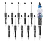 Bestewelry 10 penne a sfera in plastica ABS con punta a sfera, inchiostro nero, fatte a mano, penne per fai da te personalizzate con perline per gioielli, nero