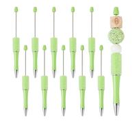 Bestewelry 10 penne a sfera in plastica ABS con punta a sfera, inchiostro nero, fatte a mano, penne per fai da te personalizzate con perline per gioielli, verde pallido