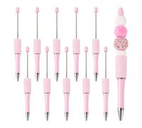 Bestewelry 10 penne a sfera in plastica ABS con punta a sfera, inchiostro nero, fatte a mano, penne per fai da te personalizzate con perline per gioielli, rosa