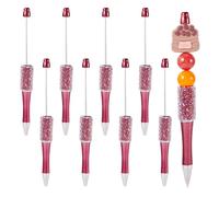 Bestewelry 10 penne a sfera in plastica ABS con strass, penne a sfera in ferro per penne personalizzate fai da te con perline per gioielli, rosso scuro