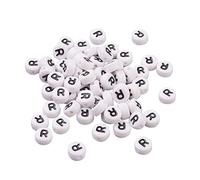 Bestewelry 100 perline in acrilico con lettere iniziali R allentate da 7 mm, piatte e rotonde, per creare gioielli e braccialetti