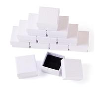 Bestewelry 12 scatole di cartone per gioielli, 5 x 5 x 3 cm, quadrate, piccole scatole per matrimoni, compleanni, orecchini, anelli, bracciali, confezione di gioielli, colore bianco