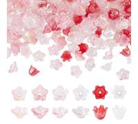 Bestewelry 180 tappi in acrilico a forma di fiore, perline in acrilico, per orecchini pendenti, bracciali, gioielli fai da te, colore: rosso
