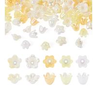 Bestewelry 180 tappi in acrilico a forma di fiore, perline in acrilico, per orecchini pendenti, bracciali, gioielli fai da te, colore: giallo