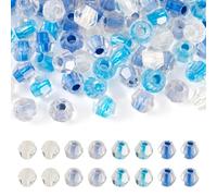 Bestewelry 2 sacchetti di 200 perline biconiche sfaccettate in vetro, mini pony, distanziatori sfusi, per braccialetti dell'amicizia, collane, orecchini, creazione di gioielli, blu Dodger