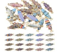 Bestewelry 20 ciondoli smaltati a forma di pesce a mosaico dorato, graziosi ciondoli a forma di animale oceano con retro piatto, per collane, orecchini, bracciali fai da te, creazione di gioielli, 10