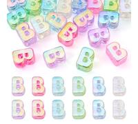 Bestewelry 20 perline europee in acrilico con lettera B | Perline colorate con foro grande dell'alfabeto, distanziatore per nome, braccialetti fai da te, collane, orecchini