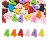 Bestewelry 30 perline a forma di numero grosso, foro grande, 4 | Perline distanziali 3D con numeri a bolle per la creazione di gioielli con perline, penne, portachiavi