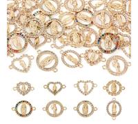 Bestewelry 32 ciondoli in lega di zirconia con scritta "Madonna Miracolosa", 8 stili, in oro chiaro, con medaglietta miracolosa e piatta, rotondi, a forma di cuore, fiore, vergine Maria, per la