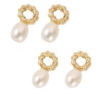 Bestewelry 4 ciondoli pendenti con perle bianche coltivate naturali d'acqua dolce da donna, per bracciali, collane, orecchini, anelli, gioielli, 17 mm di lunghezza, Perla