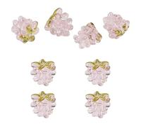 Bestewelry 4 perline distanziali sfuse in vetro lavorato a lume color lampone a forma di bacche, per braccialetti fai da te, collane, orecchini, creazione di gioielli, a tema frutta, rosa perla