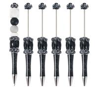 Bestewelry 5 penne a sfera in plastica a forma di fiore, con perline e inchiostro nero, per decorare penne per ufficio e scuola, colore nero