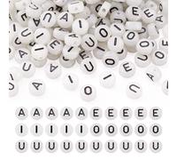 Bestewelry 500 perline a forma di lettera vocale A E I O U, luminose che si illuminano al buio, perline piatte rotonde e piatte per la creazione di gioielli