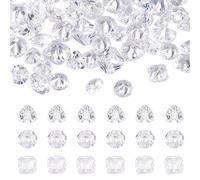 Bestewelry 60pcs sfaccettato Cubic Zirconia sciolto cristallo trasparente rotondo quadrato triangolo appuntito indietro Cabochon per la creazione di gioielli abbellimento
