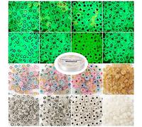 Bestewelry 800 Pezzi Perline con Lettere Che Si Illuminano al Buio Perline con Alfabeto in Acrilico Luminoso Stella Cuore Luna Perline con Pony con Cordino di Cristallo Elastico per creazione di gioi