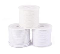 Bestewelry Cordoncino in cotone cerato bianco, 40 m, 1-2 mm, multistrato, rotondo, con bobine, set di fili cerati, per la creazione di gioielli fai da te, bracciali, collane e artigianato