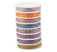 Bestewelry Cordoncino intrecciato in poliestere, 40 m, 1 mm, rotondo, con bobine, multicolore, per la creazione di gioielli con perline, 8 colori