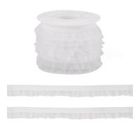Bestewelry Nastro in organza di velluto, 4,6 m, 15 mm, con bordo in chiffon stropicciato, per cucito, artigianato, abiti, costumi, decorazioni, colore: bianco