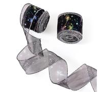 Bestewelry Rotolo di tulle in poliestere, 18,3 m, motivo a stelle, 55 mm, per gonne, regali, decorazione, nero