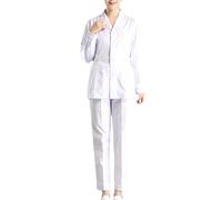 Bestgift Tuta da infermiera divisa da donna a maniche lunghe e a maniche corte abbigliamento da lavoro odontoiatrico farmacia dentale infermiera, Bianco C Maniche Lunghe, S