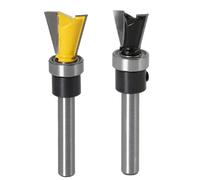 Bestgle 2 Pcs Fresa a Coda di Rondine da 1/4" Set di 2 Punte Fresa per Fresare Carburo con Cuscinetto Fresa Router per Giunti a Coda di Rondine ad Alta Resistenza