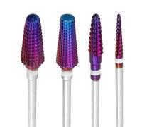 Bestgle 4 Pezzi Punta Levigatrice Unghie, 3/32 Pollici Punte per Unghie Professionale Grana Medio Eliminare Gel Acrilico Cuticola, Fragole per unghie per Manicure Pedicure (Viola)