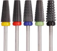 Bestgle 5 punte per unghie in ceramica, set da 3/32", punte per levigatrice per unghie, XC C M F XF, punta per unghie, strumenti per manicure pedicure, per casa, professionale rimuovere gel, acrilico