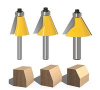 Bestgle - Set di 3 punte da 8 mm, per smussare il legno, 15 gradi, 22,5 gradi, 30 gradi