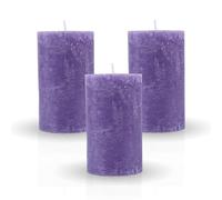 Bestgoodies Candela rustica a pilastro viola, confezione da 3 pezzi, colori e dimensioni, lunga durata, candela antica, candele decorative per l'avvento