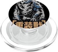 Bestia rinoceronte corazzata che carica con kanji e tuta placcata PopSockets PopGrip per MagSafe