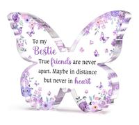 Bestie Best Friend Amicizia Regali per le donne, Unico Viola Farfalla Acrilico Targa Decorazione da Scrivania, Regali per Bestie Migliore Amica Compleanno Donne Amicizia per Bff Bestfriend 12,7 x 9,5