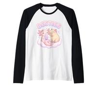 Besties Axolotl Capybara Bubble Tea Carino Kawaii Anime Animale Maglia con Maniche Raglan