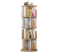 Bestiry Libreria Girevole Moderna Bianca a 4 Ripiani con Dettagli Marroni, Ideale per Ufficio, Camera da Letto, Soggiorno e Biblioteca, Ripiani da Pavimento con Rotazione a 360°, 50 x 129 cm.
