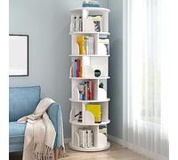Bestiry Libreria, libreria Girevole a 360 Gradi con 2-6 Ripiani per Soggiorno, Camera da Letto, Biblioteca, Ufficio, libreria angolare Rotonda, Colore Bianco