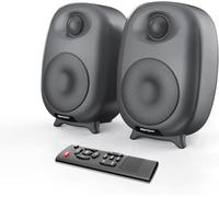 BESTISAN - Altoparlanti da scaffale alimentati da 60 W con Bluetooth 5.0 e porta di ingresso RCA ottica cablata, bassi e alti regolabili, design a 3 modalità audio (grigio)