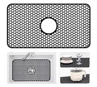 Bestjing Tappetino per lavello in silicone, 60 x 33 cm, protezione per lavello da cucina con scarico centrale, accessorio per griglia da cucina, tappetino antiscivolo resistente al calore per fondo