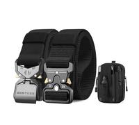 BESTKEE 2 Pacchi Cintura Tattica, 3,8 cm Cinghia da per Impieghi Gravosi, Fibbia in Metallo a Sgancio Rapido, Cintura da Lavoro, Cintura Militare, Regalo con Custodia Tattica