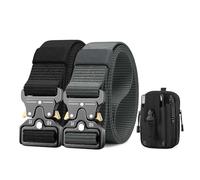 BESTKEE 2 Pacchi Cintura Tattica, 3,8 cm Cinghia da per Impieghi Gravosi, Fibbia in Metallo a Sgancio Rapido, Cintura da Lavoro, Cintura Militare, Regalo con Custodia Tattica