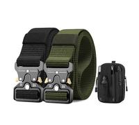 BESTKEE 2 Pacchi Cintura Tattica, 3,8 cm Cinghia da per Impieghi Gravosi, Fibbia in Metallo a Sgancio Rapido, Cintura da Lavoro, Cintura Militare, Regalo con Custodia Tattica